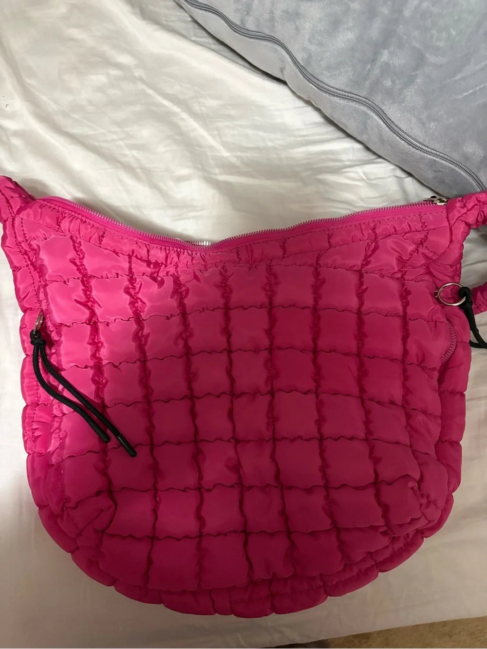 Hot Pink Quilted Shoulder Bag - Unbranded